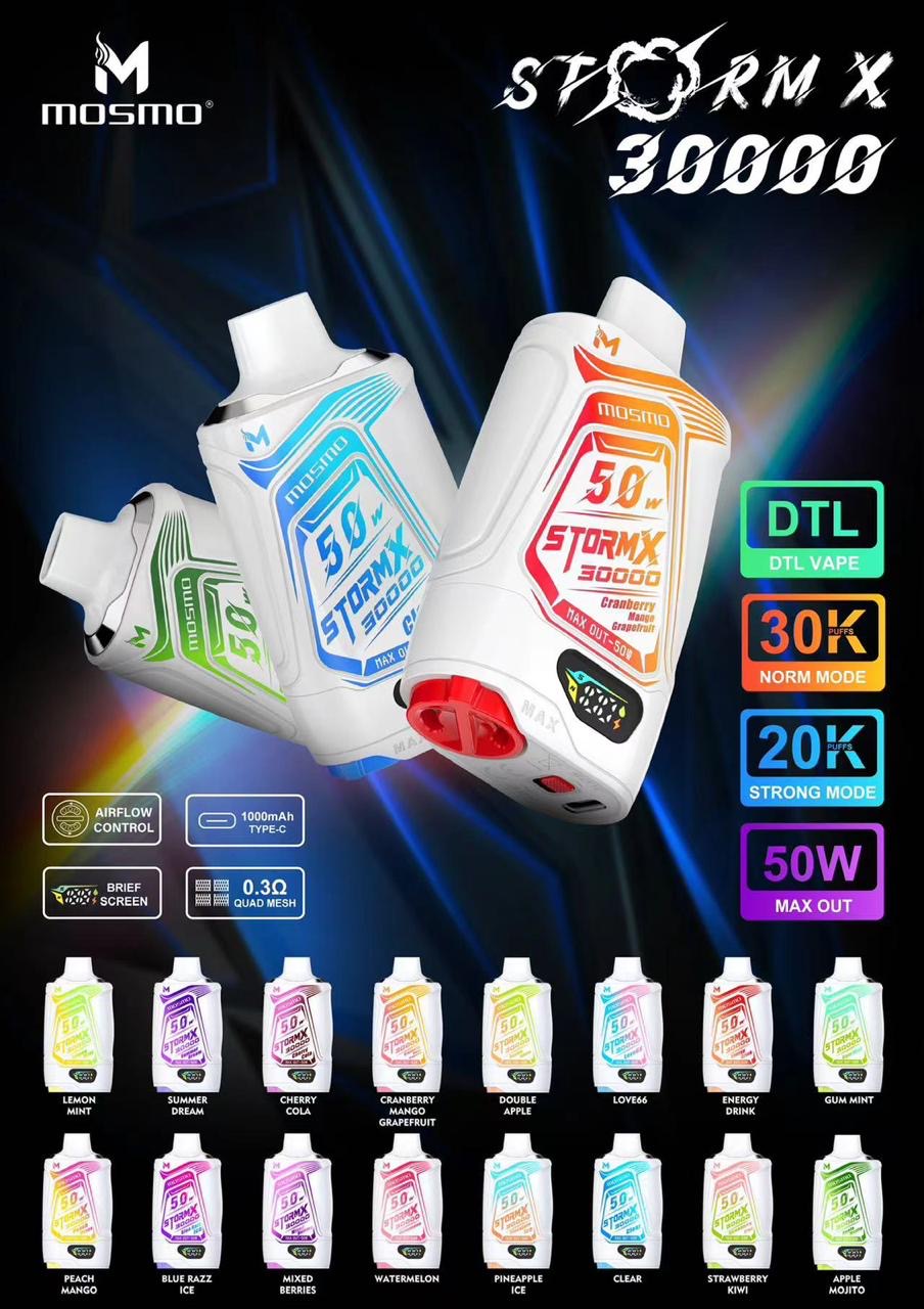 MOSMO Storm X 30k DTL 50w Disposables 2% – VapeHub