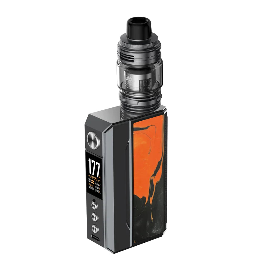 VOOPOO Drag 4 177W Starter Kit Gun Metal + Tropical Orange available at Vape Hub Pakistan.