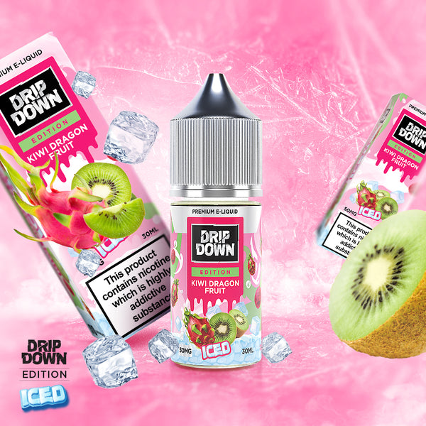 DRIP DOWN EDITION SERIES Kiwi Dragon Fruit Ice Nic Salts 30ML ( 25 & 50mg)