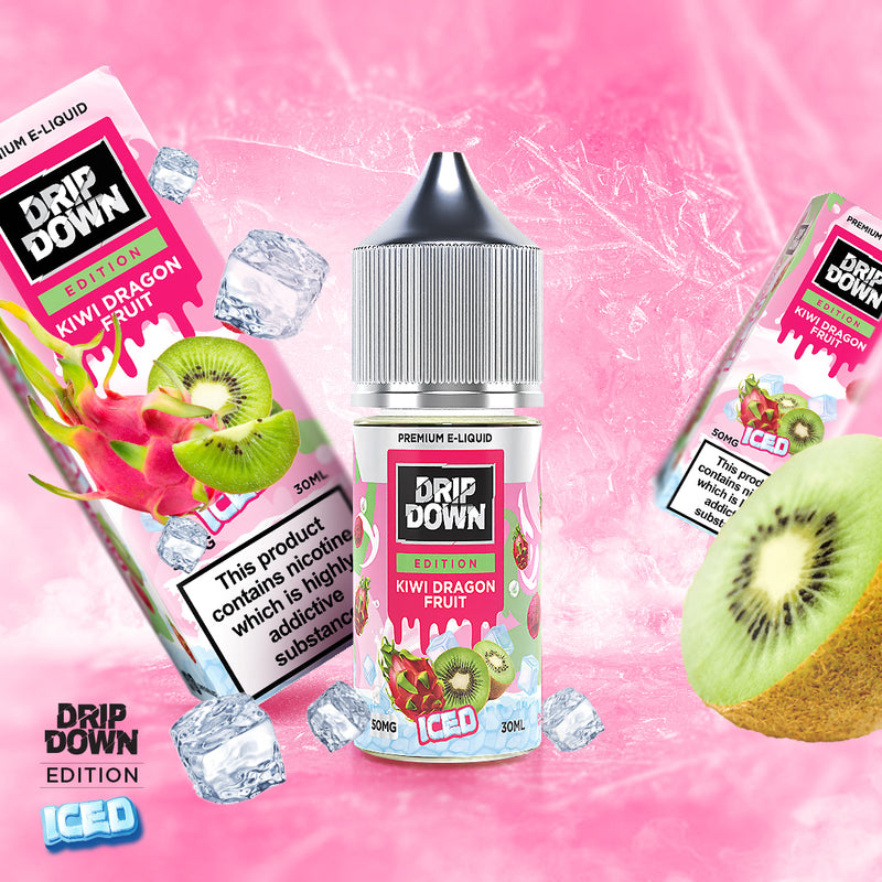 DRIP DOWN EDITION SERIES Kiwi Dragon Fruit Ice Nic Salts 30ML ( 25 & 50mg)