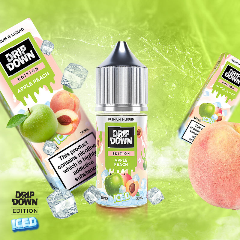 DRIP DOWN EDITION SERIES Apple Peach Ice Nic Salts 30ML ( 25 & 50mg)