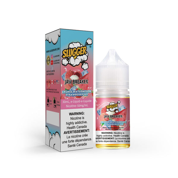 SLUGGER JAW BREAKER Lychee Watermelon Strawberry Ice Nic Salts 30ml (20, 35 & 50mg)