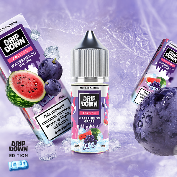 DRIP DOWN EDITION SERIES Watermelon Grape Ice Nic Salts 30ML ( 25 & 50mg)