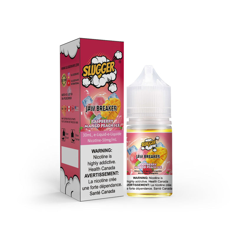 SLUGGER JAW BREAKER Raspberry Mango Peach Ice Nic Salts 30ml (20, 35 & 50mg)