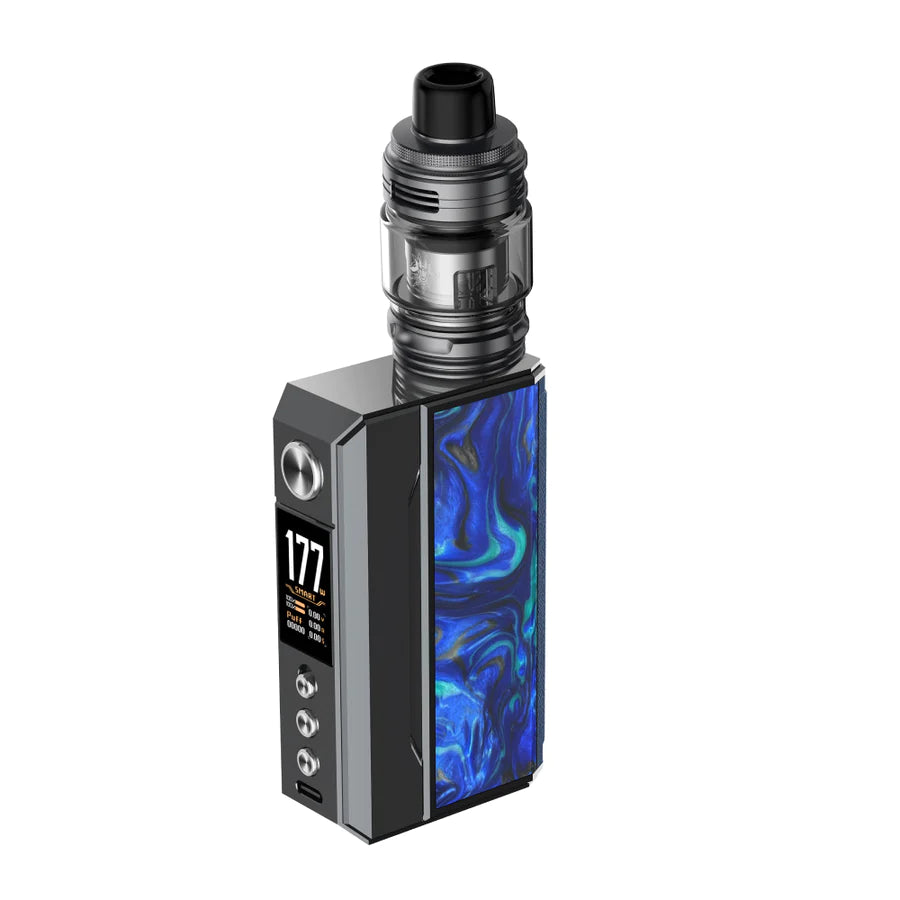 VOOPOO Drag 4 177W Starter Kit Gun Metal + Ocean Blue available at Vape Hub Pakistan.