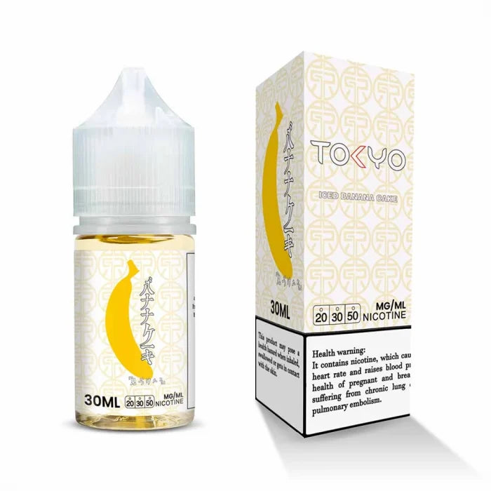 TOKYO Iced Banana Cake 30ml nicotine salt available at Vape Hub Pakistan.