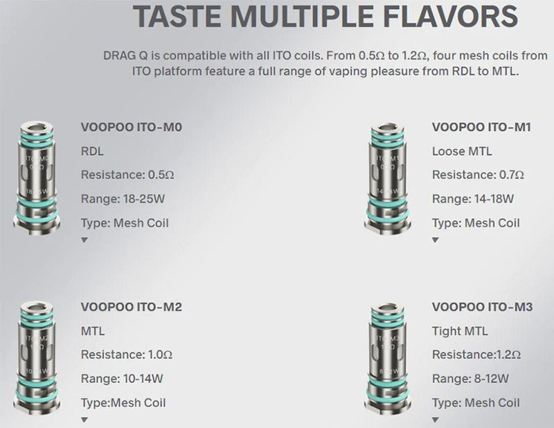 VOOPOO ITO replacement coils available at Vape Hub Pakistan.