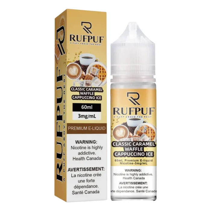 RUFPUF Caramel Waffle Cappuccino 60ML available at Vape Hub Pakistan.