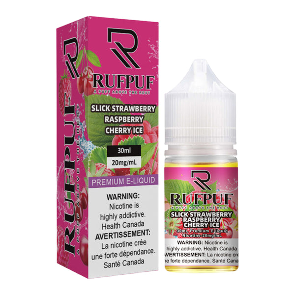 Rufpuf Slick Strawberry Raspberry Cherry Ice nicotine salt 30ML available at Vape Hub Pakistan.