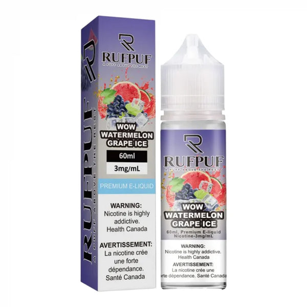 RUFPUF Wow Watermelon Grape Ice 60ML available at Vape Hub Pakistan.