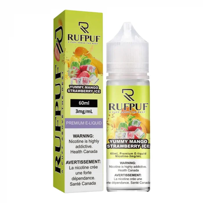 RUFPUF Yummy Mango Strawberry Ice 60ml available at Vape Hub Pakistan.