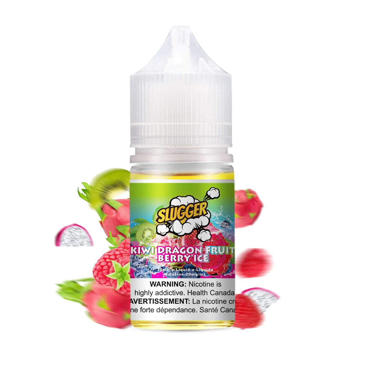 SLUGGER Kiwi Dragon Fruit Berry Ice Nicotine Salt 30ML available at Vape Hub Pakistan.