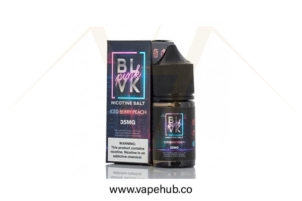 BLVK Pink Series Iced Berry Peach nicotine salt 30ml available at Vape Hub Pakistan.