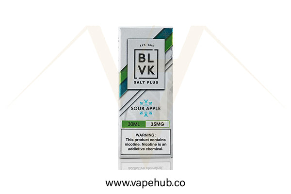 BLVK Salt Plus nicotine salt Sour Apple 30ml available at Vape Hub Pakistan.