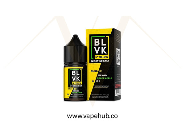 BLVK N' YELLOW nicotine salt Mango Grape Apple 30ml available at Vape Hub Pakistan.