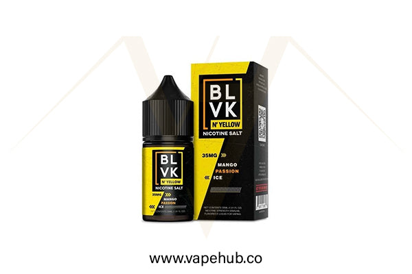 BLVK N' YELLOW nicotine salt Mango Passion Ice 30ml available at Vape Hub Pakistan.