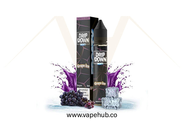 DRIP DOWN Grape Ice 30ml nicotine salt available at Vape Hub Pakistan.