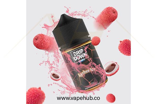 DRIP DOWN Lychee Ice 60ml available at Vape Hub Pakistan.