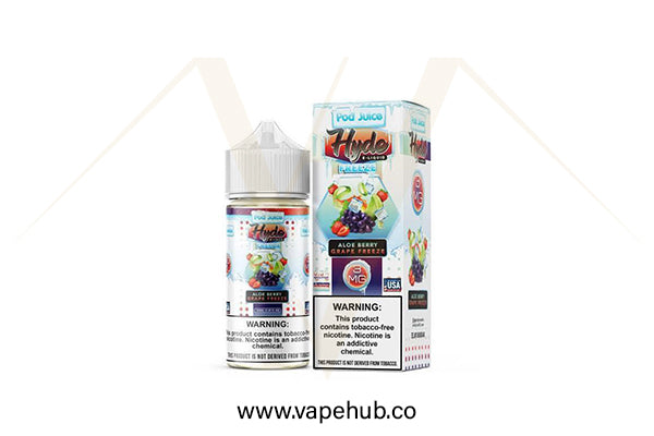 Hyde x Pod Juice Aloe Berry Grape Freeze 100ml available at Vape Hub Pakistan.