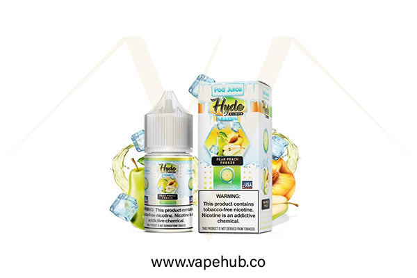 Hyde x Pod Juice Pear Peach Freeze 30ml nicotine salt available at Vape Hub Pakistan.