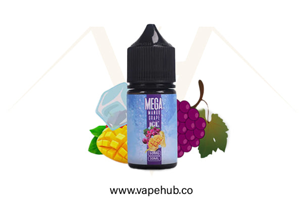 Mega Mango Grape Ice by Grand e-Liquids 30ML nicotine salt available at Vape Hub Pakistan.