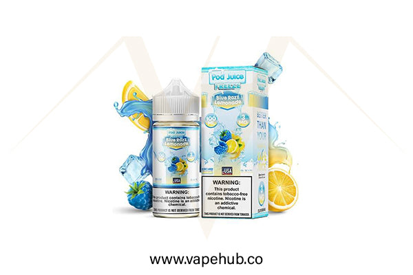 Pod Juice Blue Razz Lemonade Freeze 100ML available at Vape Hub Pakistan.