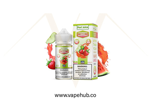 Pod Juice Strawberry Apple Watermelon 100ML available at Vape Hub Pakistan.