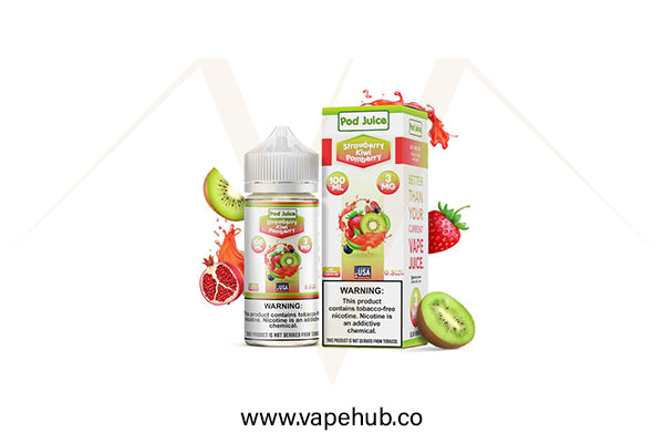 Pod Juice Strawberry Kiwi Pomberry 100ML available at Vape Hub Pakistan.