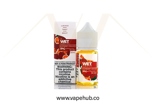 WET Raspberry Orange Iced 30ML nicotine salt available at Vape Hub Pakistan.