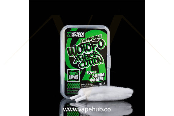 WOTOFO XFIBER Cotton for Profile 10pcs/pack 6MM available at Vape Hub Pakistan.