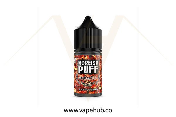 Moreish Puff Tobacco Cappuccino 30ML nicotine salt available at Vape Hub Pakistan.