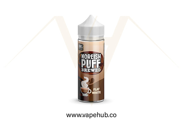 Moreish Puff Brewed Flat White 120ML available at Vape Hub Pakistan.