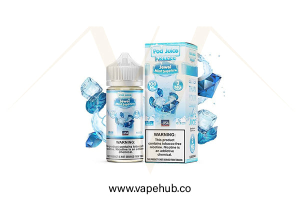 Pod Juice Jewel Mint Sapphire 100ML available at Vape Hub Pakistan.