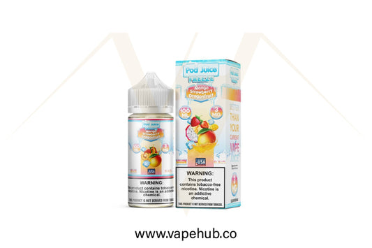 Pod Juice Mango Strawberry Dragonfruit Freeze 100ML available at Vape Hub Pakistan.