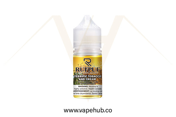 Rufpuf Terrific Tobacco and Cream nicotine salt 30ML available at Vape Hub Pakistan.