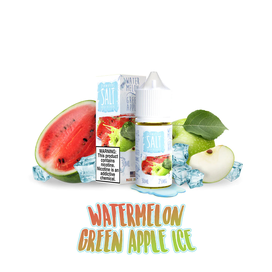 SKWEZED Watermelon Green Apple Ice 30ML nicotine salt available at Vape Hub Pakistan.